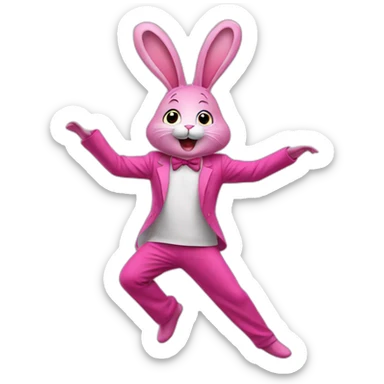 pink_rabbit_costume_dancing_happy sticker