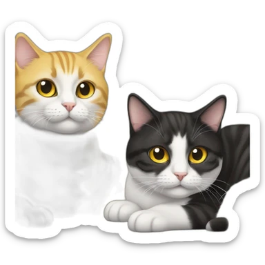 Tow cats one cat yellow and the other black and withe sticker