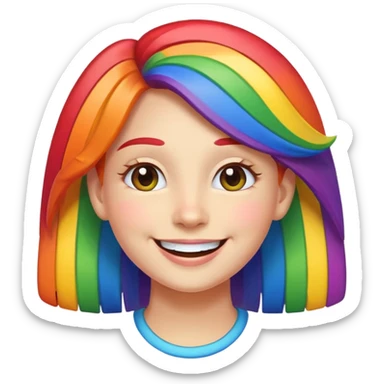 pride character, smiling, rainbow colors, inclusive and joyful vibe, modern Apple emoji style, clean vector look, soft gradients, simple background sticker