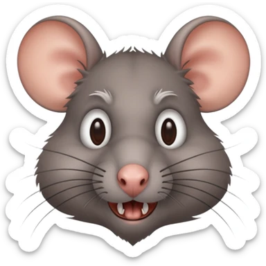 a crazy rat with grey fur sticker