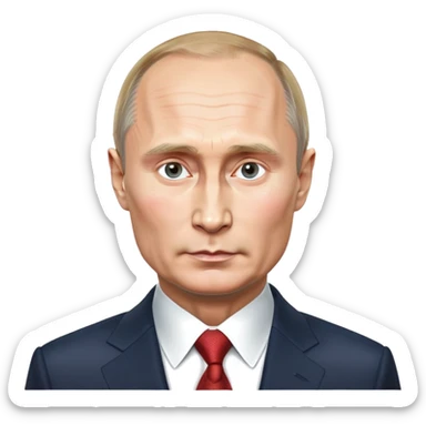 photorealistic emoji style portrait of Vladimir Putin, cool and confident look, round face, realistic details, smooth and polished, neutral background sticker