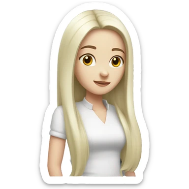 Pale girl with long black hair cooking  sticker