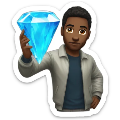 gta character holding blue diamond sticker