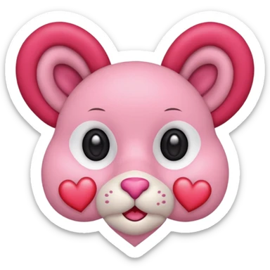 Peluche con orejas de corazon y dentro de su cabeza un corazon con ojos rojos  sticker