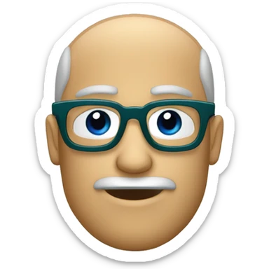 Calvo moreno ojos verdes y marron con gafas azul oscuras sticker