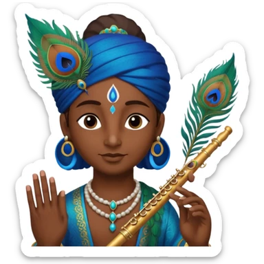 Krishna flute with peacock feather  sticker