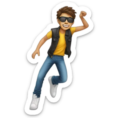 joven gafas piel blanca bailando sticker