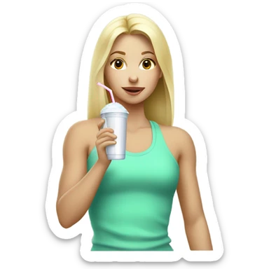 Protein shake blond girl drink mint clothes sticker