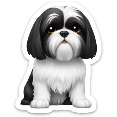 shih tzu Preto e branco sticker