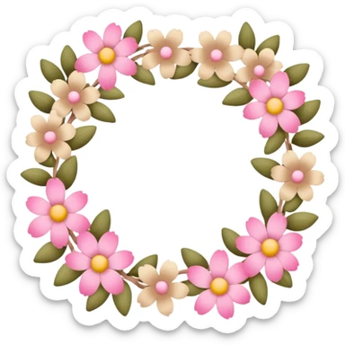 Pink and beige flower garlands  sticker
