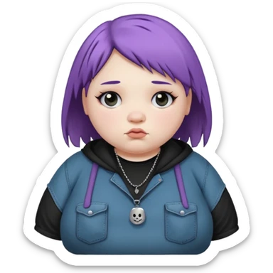 Emo fat girl wearing baggy grunge outfit sticker