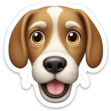 Light brown cartoon dog with long dark brown ears, big nose, rectangular white shout, round eyes, and bushy eyebrows  sticker