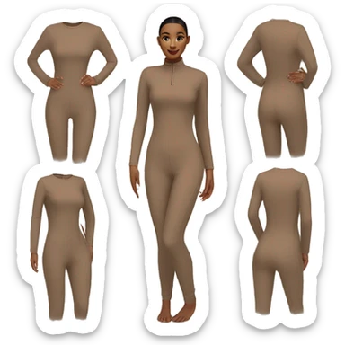 Brown long sleeve closed neck corrective jumpsuit sticker