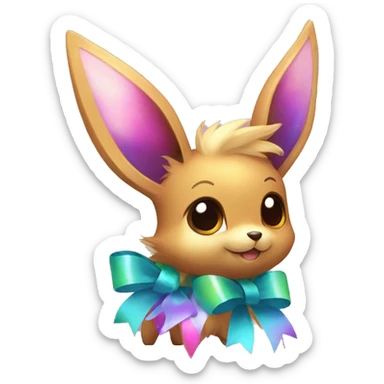 Shiny colorful Eevee with ribbons sticker