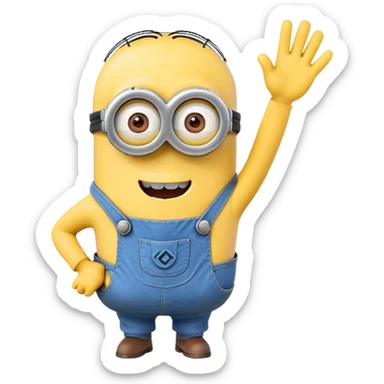 Minion character waving sticker
