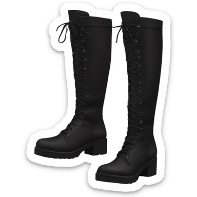 knee high chunky black boots sticker