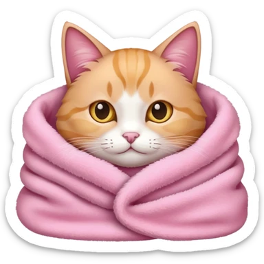 cat in a pink soft blanket  sticker