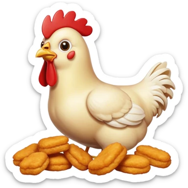 Chicken eating chicken nuggets  sticker