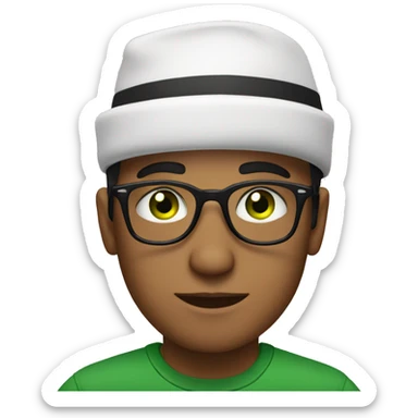 young albanian man with green eyes in hat and glasses sticker