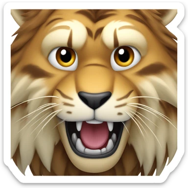 Sabertooth tiger with brown fur and gigantic fangs sticker
