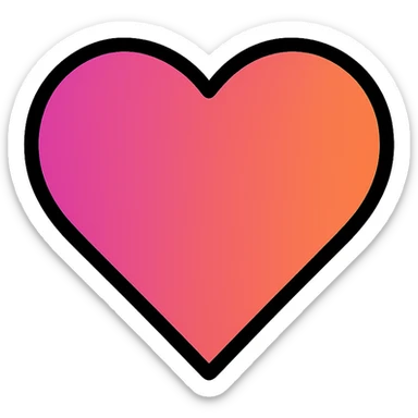 modern icon style gradient heart icon, clean lines, gradient with inner shadow, no text sticker