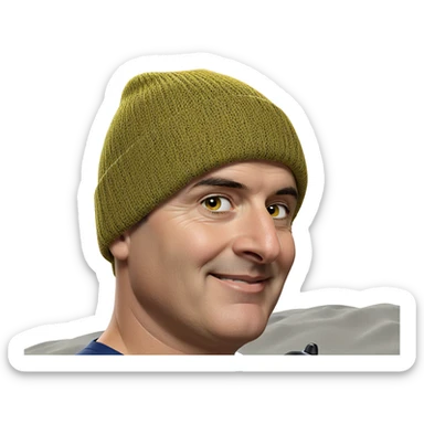 smiling boy in yellow hat sticker