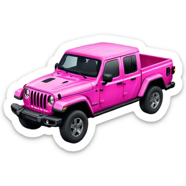 Realistic hot pink to pastel pink ombre Jeep Gladiator truck. sticker
