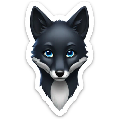 Black fox blue eyes sticker