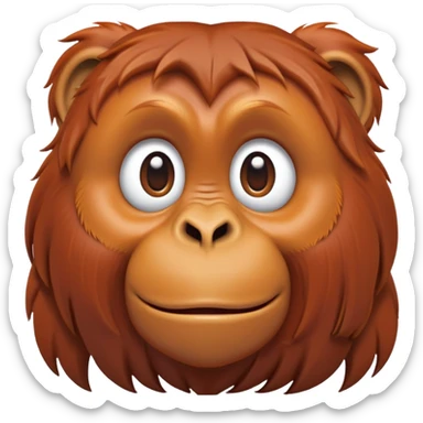 cinematic-cute-orangutan-portrait-emoji,-head-tilted-playfully-and-inquisitively,-with-a-gentle,-expressive-face-accented-by-soft,-flowing-fur-and-round,-sparkling-eyes-brimming-with-warmth,-simplified-yet-irresistibly-adorable-features sticker