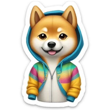 Shiba Inu wearing a hoodie and sneakers  sticker