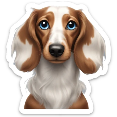 Long haired dachshund harlequin blue eyes sticker