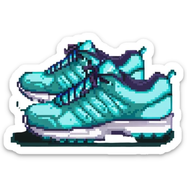 turquoise running shoes, athletic footwear, blue-green sneakers sticker