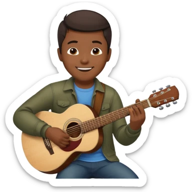 Asian guy playing guitar sticker