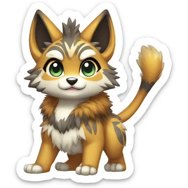 shiny, patterns, Kemono-style, Chibi, Anthro-Fur-Sona-Fakémon, Full Body sticker