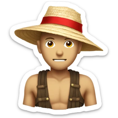 A strawhat with red ruban on it sticker