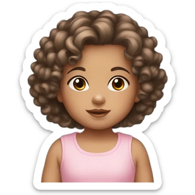 Baby Girl with dark Brown Short Curls and light skin sticker