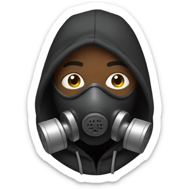 Black Man with hoodie with gas mask sticker