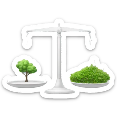 a scale with the industry on the left plate and the environment on the right plate sticker