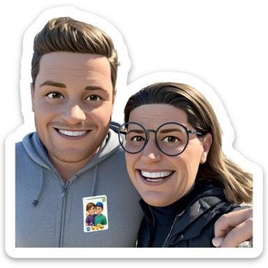 two boys smiling outdoors sticker