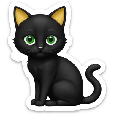Chat noir peinture mignon assis sticker