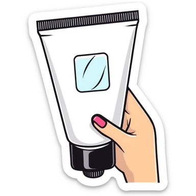 hand holding a beauty cream tube with a measurement mark sticker