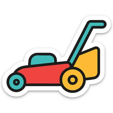 colorful outlined lawn mower icon sticker