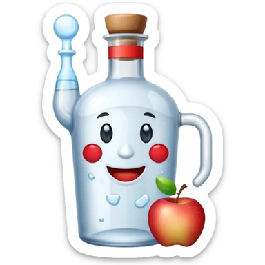 A bottle of vodka emoji in the style of Apple emoji with a handle. sticker