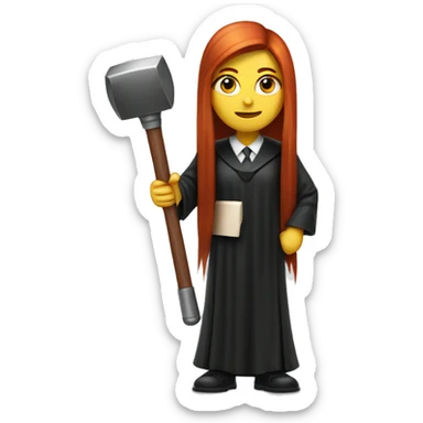 Red head long straight hair girl judge with hammer  sticker