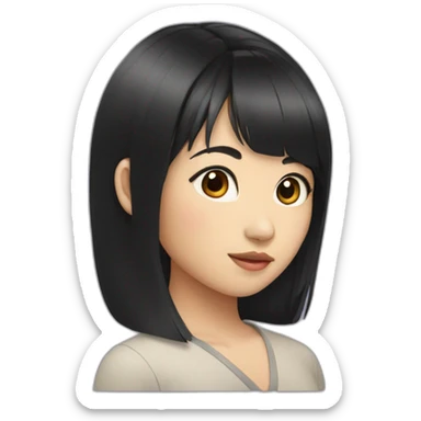 asian girl with black hair and bangs sticker