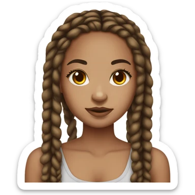 Lightskin girl with box braids with a birthmark  sticker