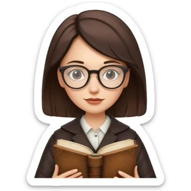 Book Collector — woman + old tome + glasses sticker