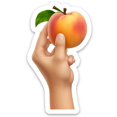 a hand that is holding a peach sticker