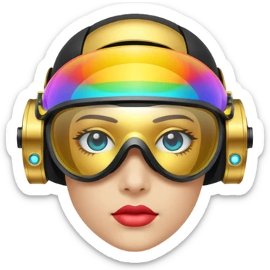 gold simulation rainbow visor goggles sticker