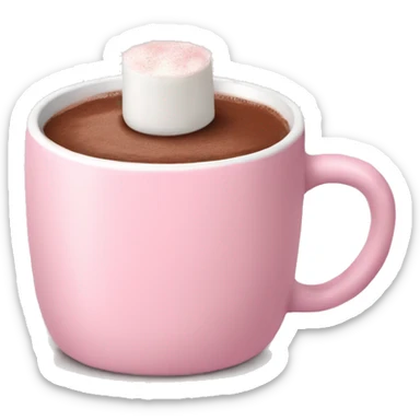 Light Pink mug of hot chocolate with marshmallows  sticker
